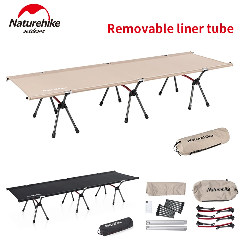 

Naturehike Folding Camp Bed Cot Field Bed Outdoor Aluminum Alloy Sleeping Bed Detachable Lightweight Adjustable Bearing 150kg