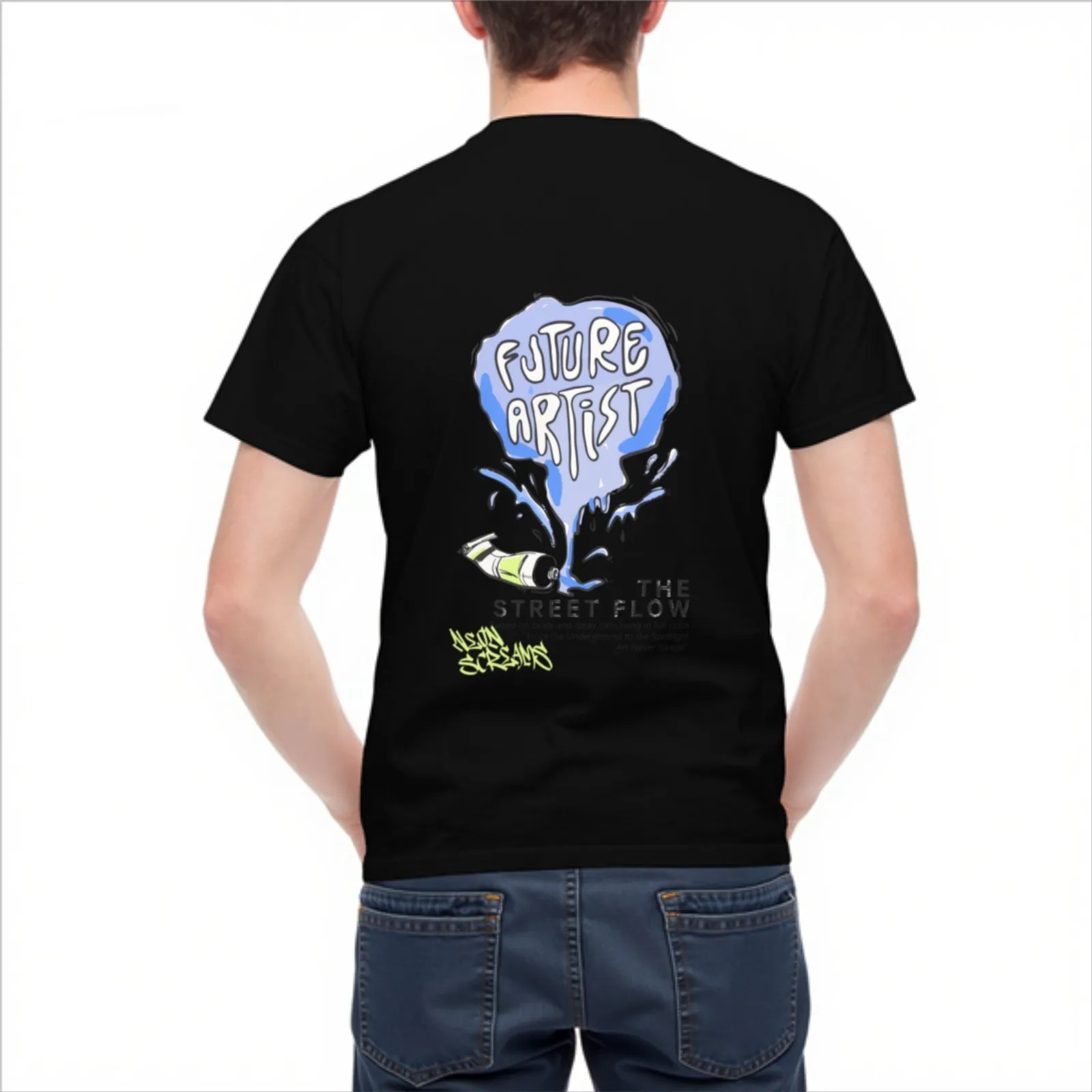Future Artist Street Flow Graphic Tee Casual Men's Breathable Cotton T-Shirt