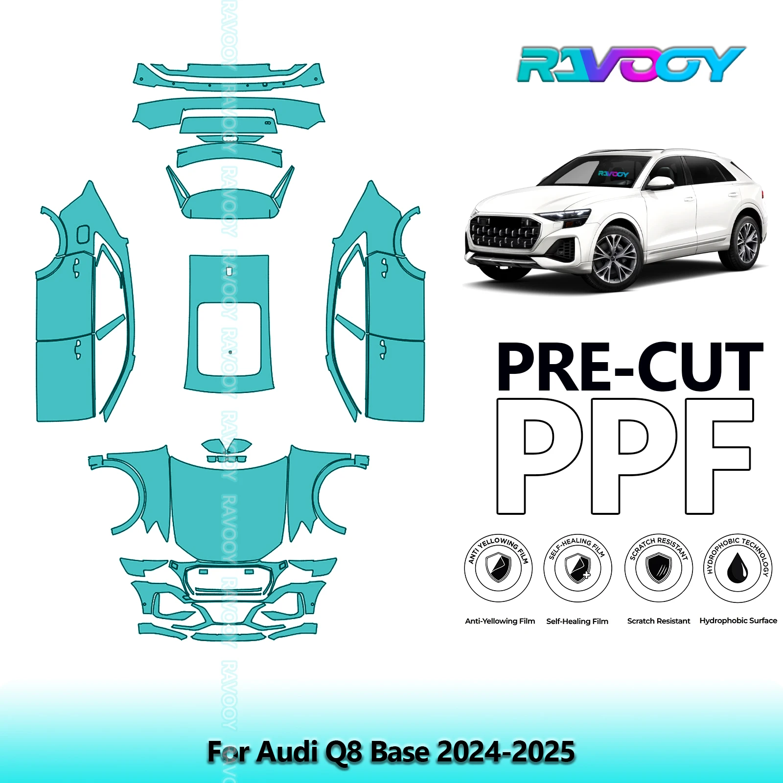 

Full Vehicle Clear Bra Precut PPF Paint Protection Film For Audi Q8 Base 2024-2025