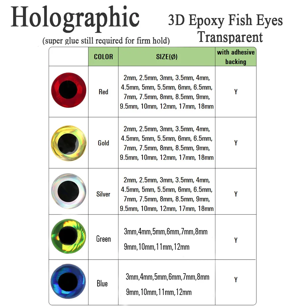 Vtwins ojos de pez epoxi holográficos 3D para señuelos DIY - imagen 4