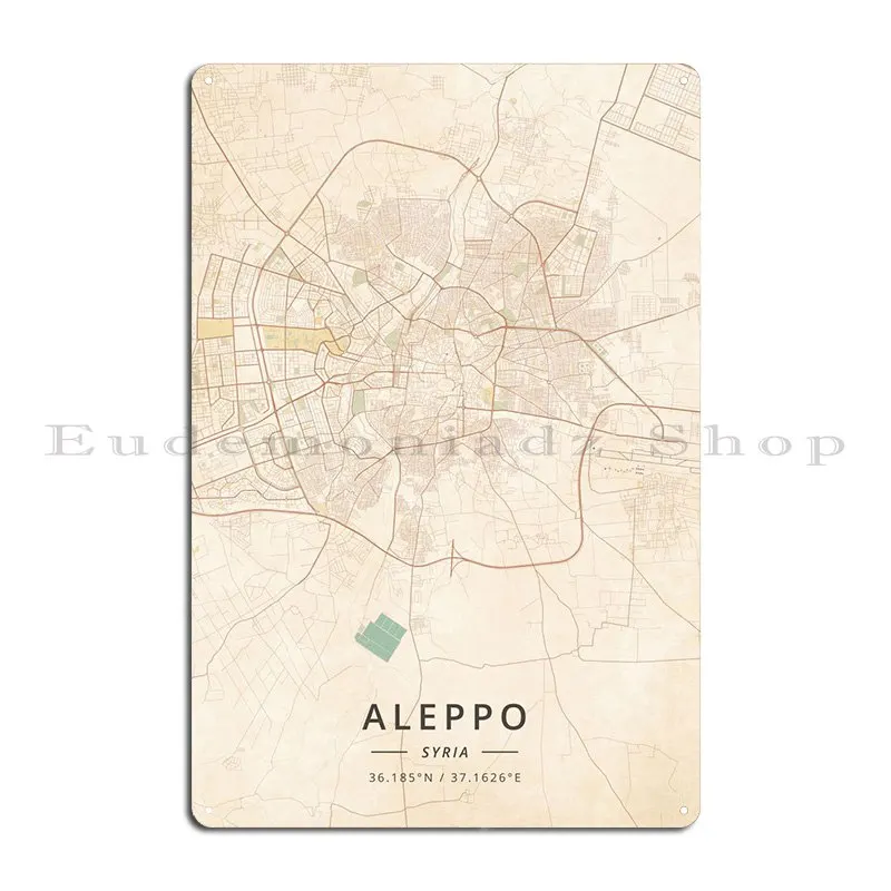 Aleppo Syria Metal Plaque Garage Create Character Cinema Wall Mural Tin Sign Poster