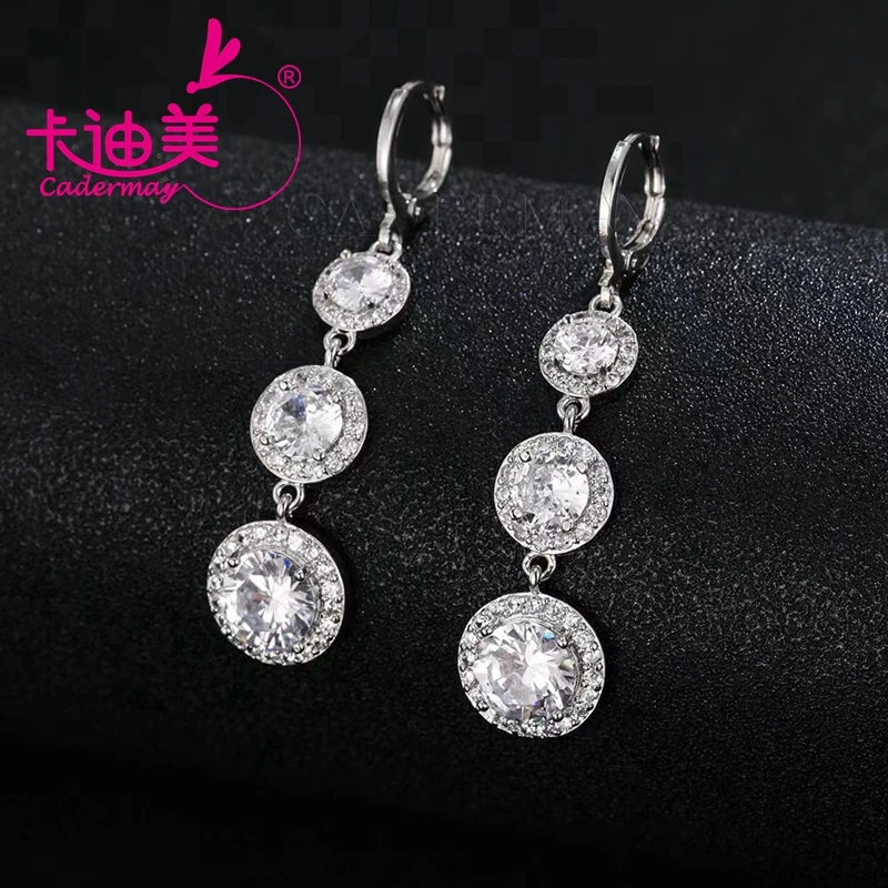 CADERMAY Sparkling Moissanite Drop Earrings 925 Sterling Silver Jewelry for Women Girls Gifts Engagement Wedding