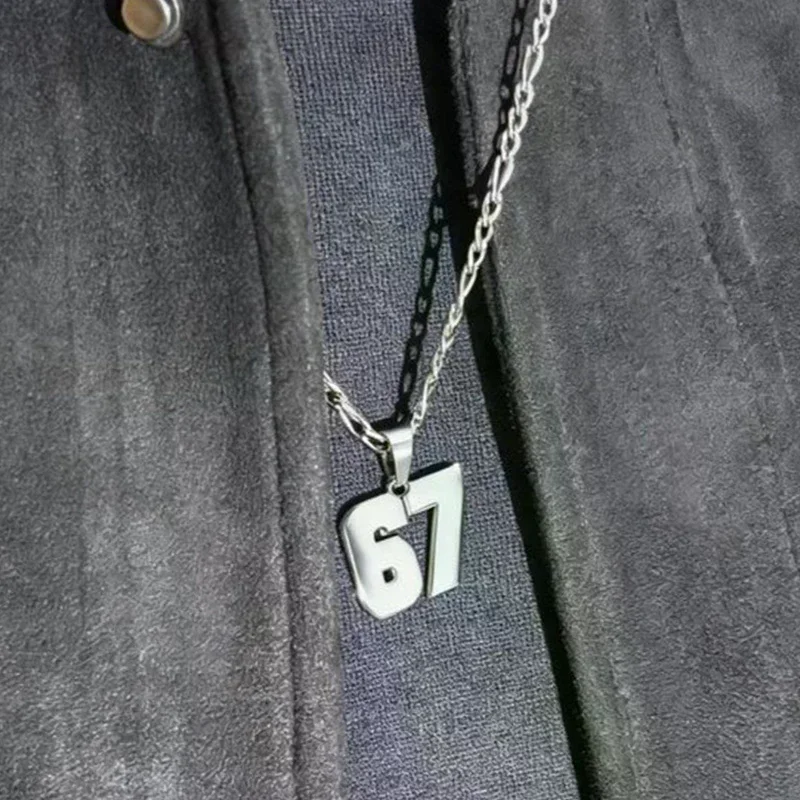 Minimalist Stainless Steel Chain 67 Number Pendant Necklace For Women Men Lucky Number Trend Chain Party Jewelry Gifts