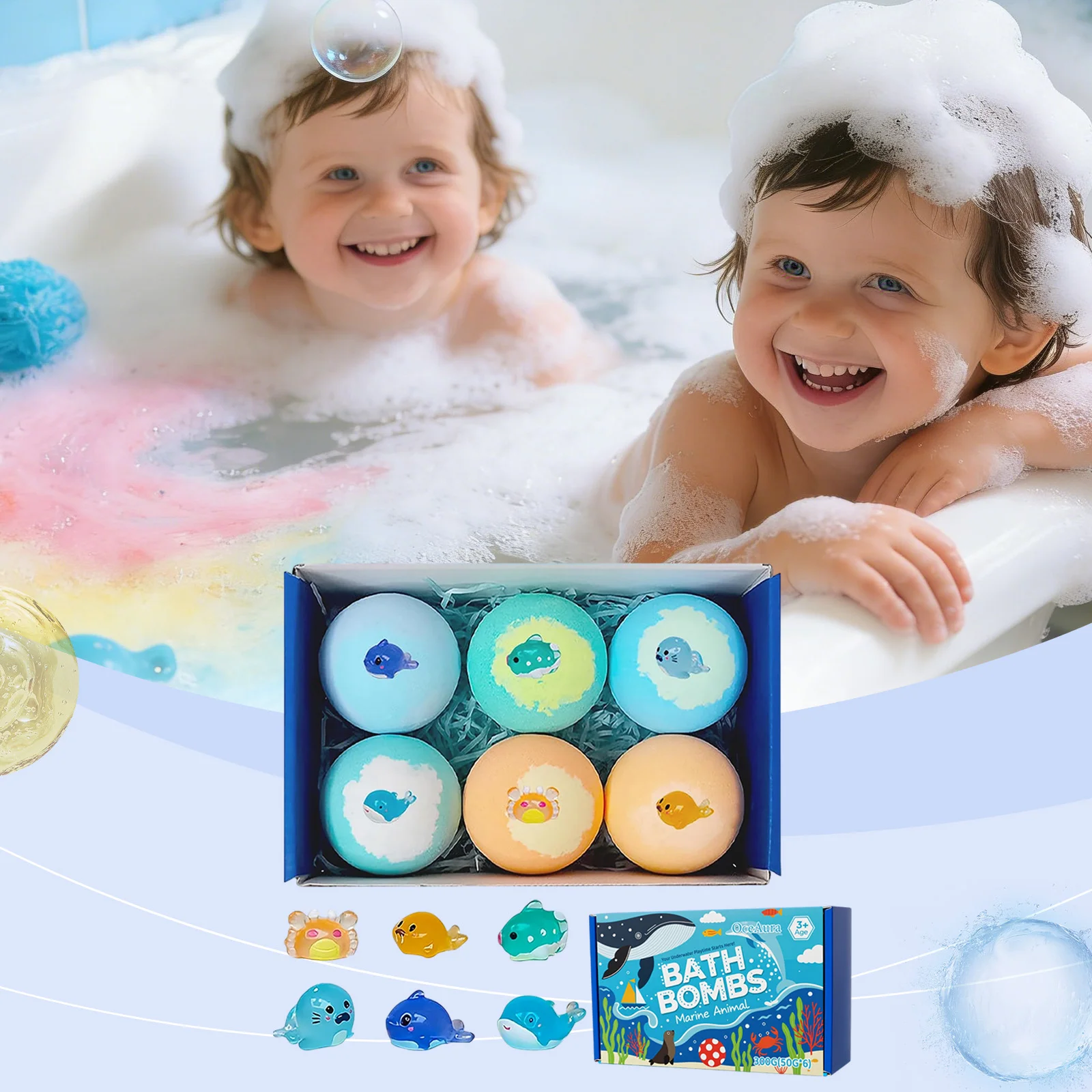 

360g bath salt bomb, blind box contains surprise toys, natural essential oil bubble moisturizing, suitable for children, gifts