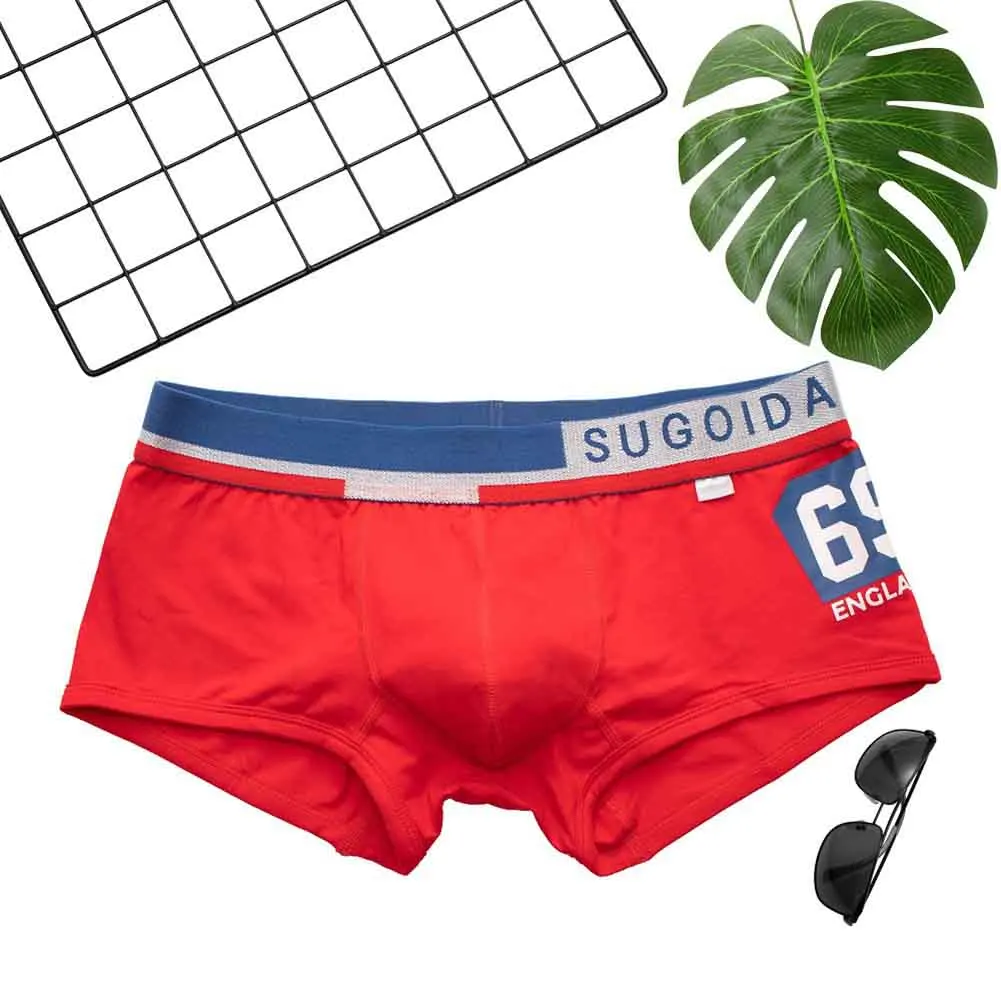 Men's Cotton Pouch Underwear Breathable Boxers Briefs Low Waist Comfortable for Daily Wear in Red Black White Blue Sizes M-2XL