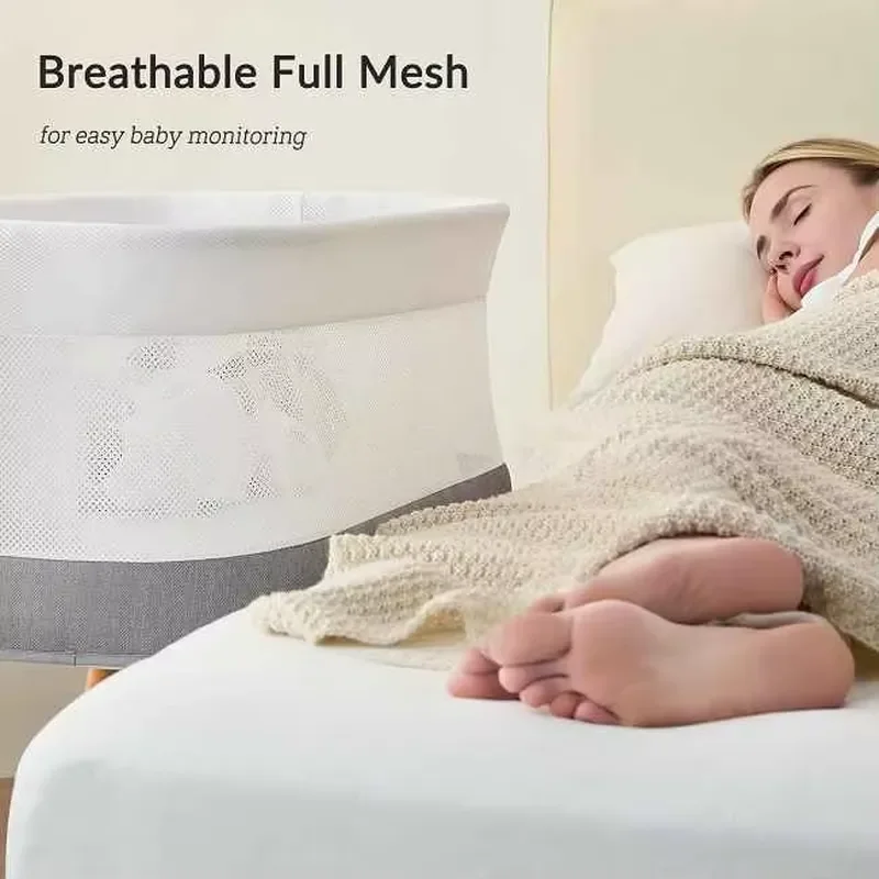 Custom modern baby crib crib with adjustable height, breathable mesh structure with bed rail, stable structure, comfortable