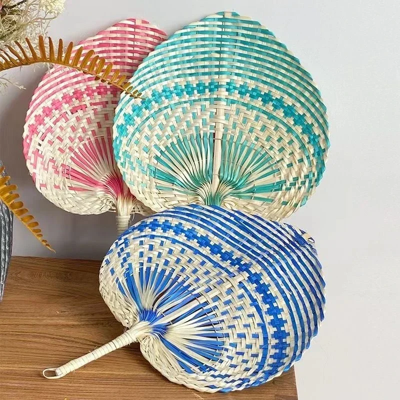 Chinese Style Colored Handmade Fan Bamboo Woven Mosquito Proof Cooling Fan Portable -hand Cranked Fan Home Decoration Fans