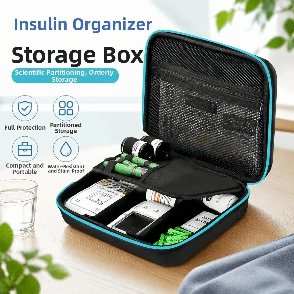 

Waterproof Insulin Tools Storage Case Shockproof Dust-proof Insulin Vial Carrying Box Zippers Closure Wear-resistant