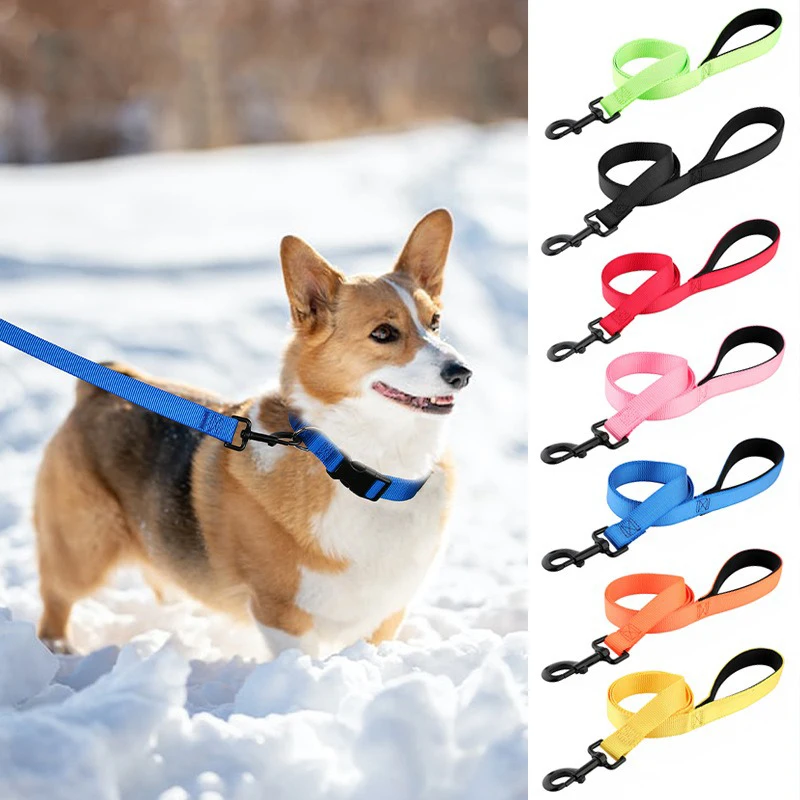 

120cm Dog Leash Durable Nylon Soft Handle Collar Accessories for French Bulldog All Season Small Medium Pet Puppy Neck Chain