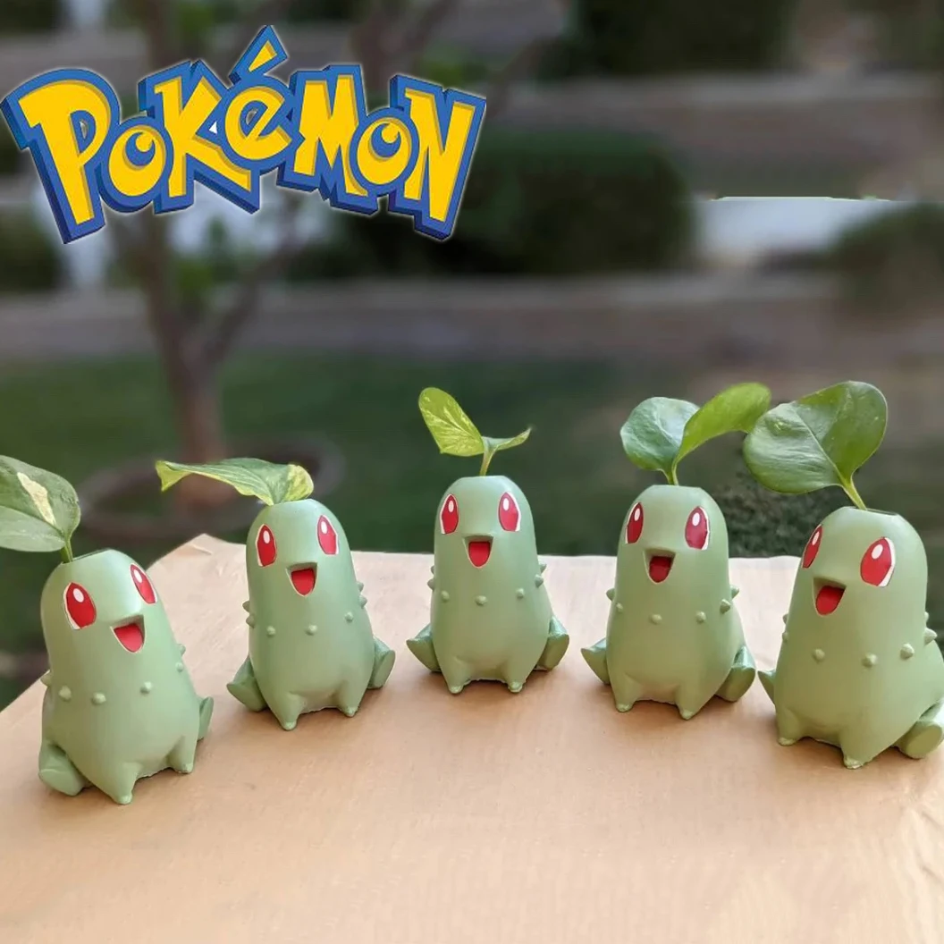 포켓몬 치코리타 귀여운 화분, 창의적인 화분, 조각상 화병 장식품, 피규어 모델 장식, 선물 장난감