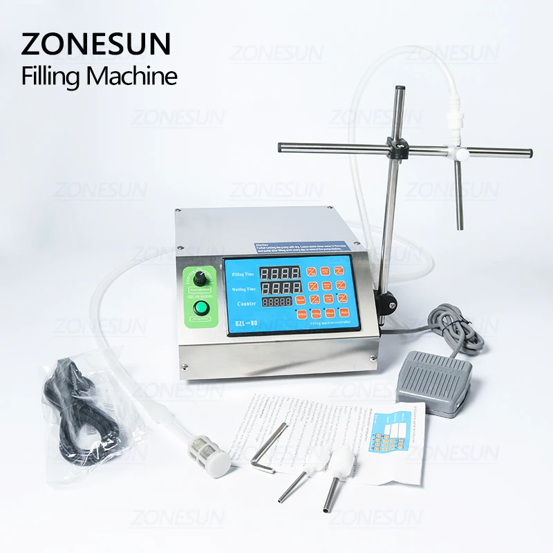 ZONESUN Electric Liquid Filling Machine Semi-automatic Diaphragm Pump Drink Bottle Beverage Juice Soy Sauce Soya Milk Packaging