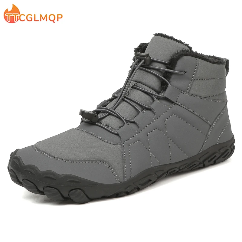 New Men Winter Boots Outdoor Barefoot Boots For Women Ankle Boots Plush Warm Snow Shoes Non-slip Sneakers Plus Size Couple Shoes