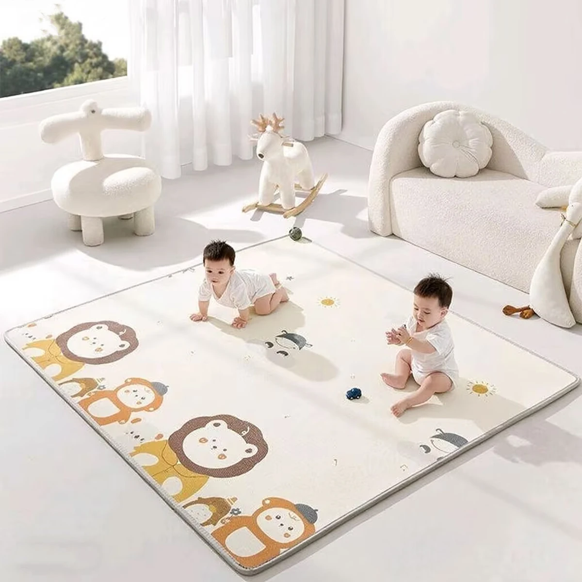

Double Sided Pattern Baby Activity Gym Crawling Play Mats Carpet 200x180cm Non-toxic High-quality Children's Safety Game Mat Rug