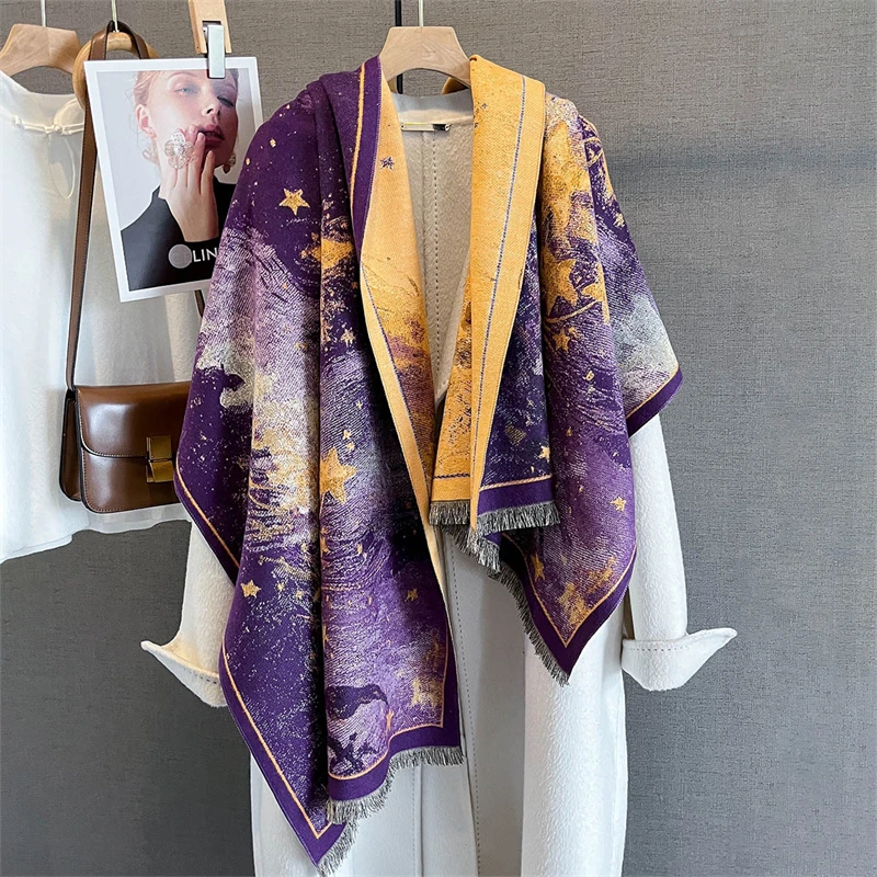 

Women Winter Scarf Cashmere Pashmina Shawls and Wraps Bufandas Floral Print Warm Thick Scarves Blanket for Lady 2025 Newpe