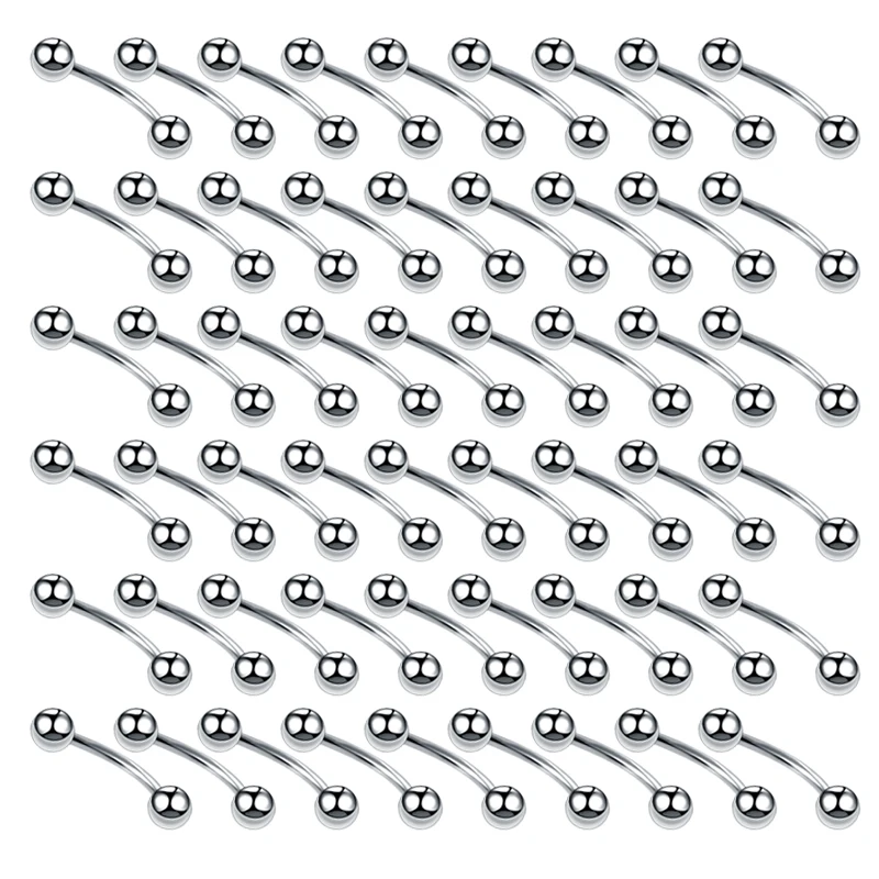 100PCS/Lot Surgical Steel Eyebrow Rings Piercing Banana Eyebrow Ring Rook Piercings Barbell Earring Studs Body Jewelry Gift