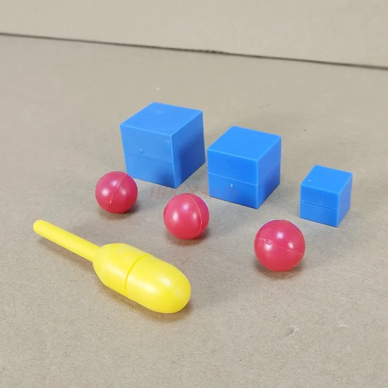 Floating block Cubes of the same mass but different volumes Balls of the same volume and different masses Buoy Floating block
