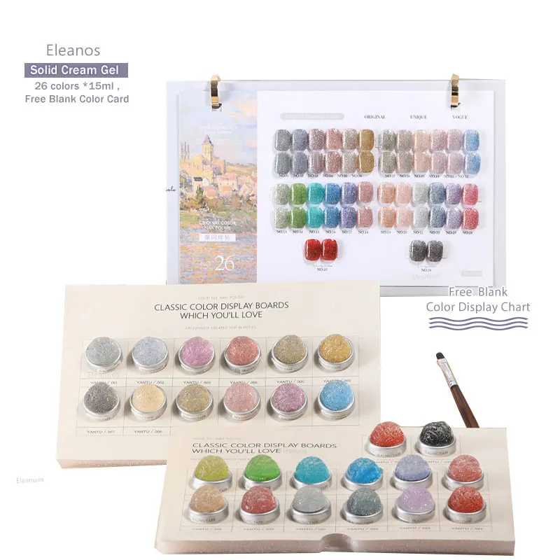 Eleanos Ice Cream 26pcs Solid Nail Gel Set Glitter Mud Painting Gel Set With Pen Nail Art Design Semi Permanent UV Gel Varnishes