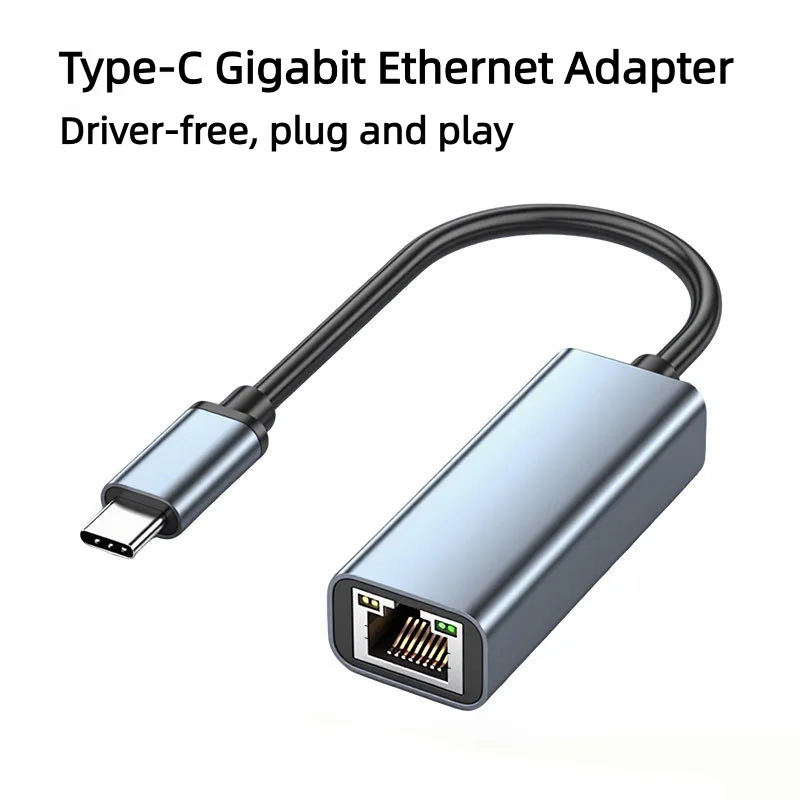 1000Mbps Gigabit Ethernet Adapter Type-C USB-C to RJ45 LAN Network Card Plug Play for Laptop PC TV Box - High-Speed Network Conn