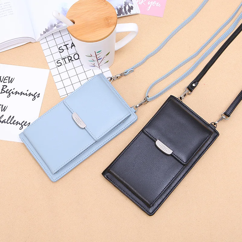 PU Leather Multifunction Crossbody Phone Shoulder Bag Mini Women Wallet Messenger Female Clutch 2-in-1 Card Holder Candy Color