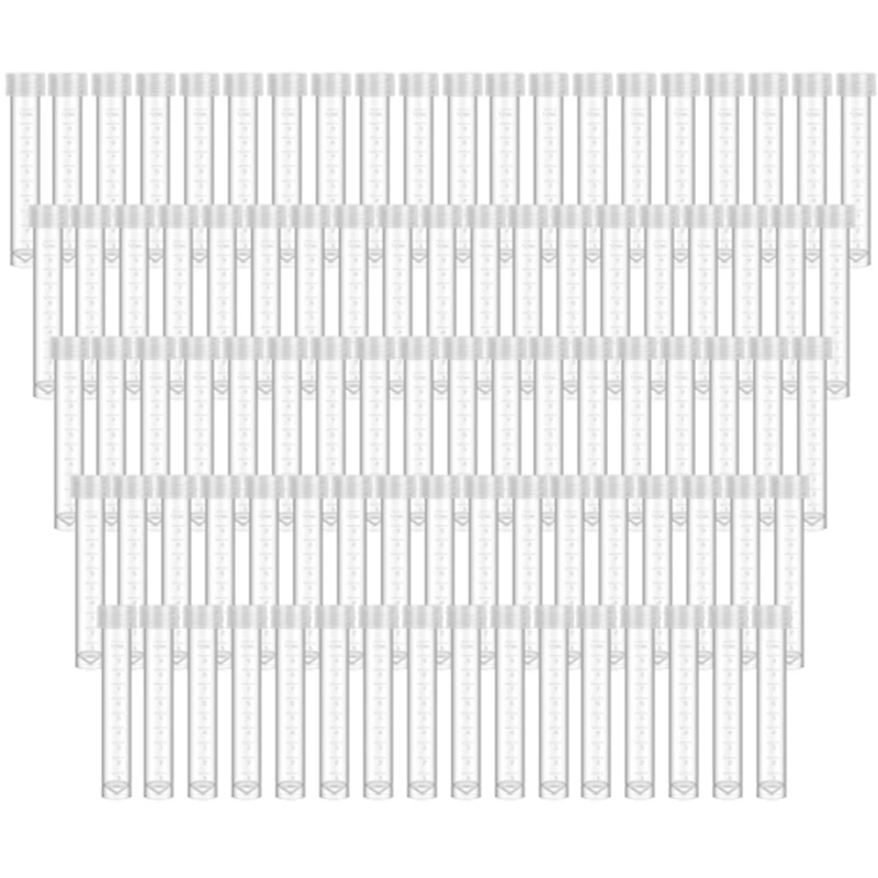 100 Stuks 10Ml Plastic Reageerbuizen Kleine Opslag Buizen Deksels Flesje Afdichting Dop Container