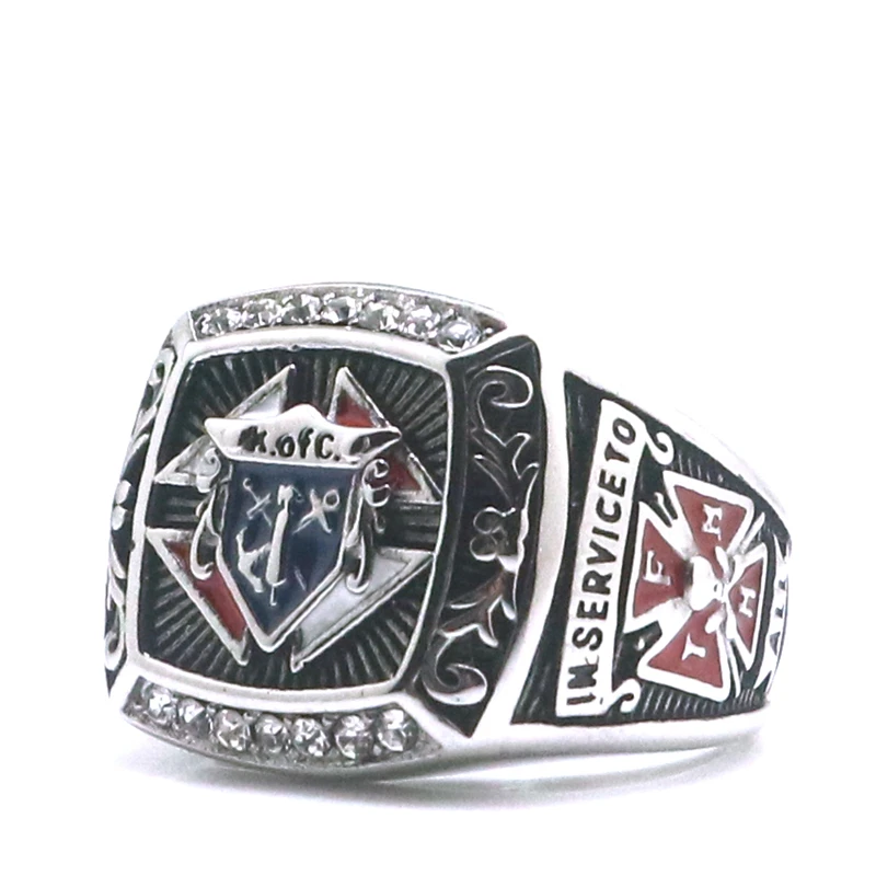 Newest Unisex 316L Stainless Steel Knights of Columbus Christianity Catholicism K of C Cross Clean Stone Ring