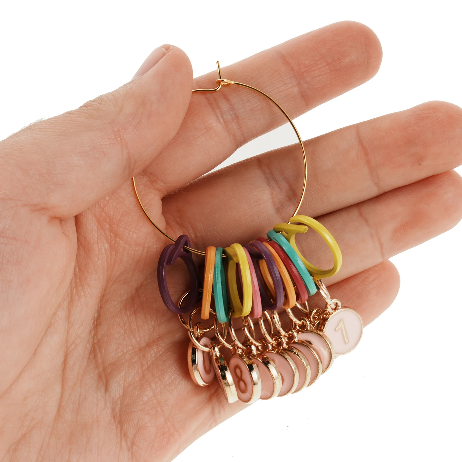 

1Set Alloy Knitting Stitch Markers Cat Ear Design Numbered 0-9 Locking Crochet Clip Markers Snag-Free Colorful Enamel Stitch