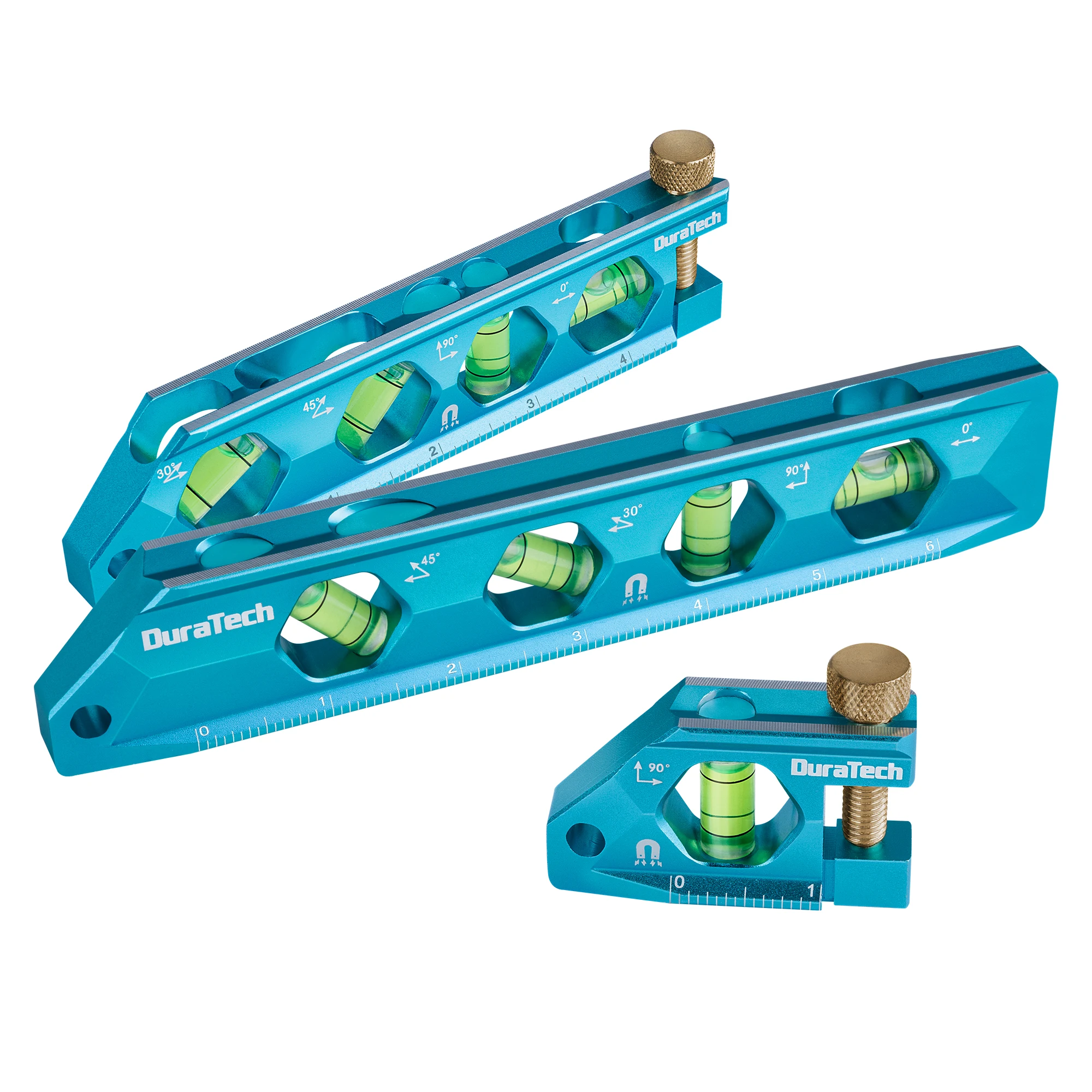 

DURATECH 3-Piece Level Tool Set, Magnetic Torpedo Level Included 2.5", 6.25", 8" Leveler with 0°/30°/45°/90° Bubbles