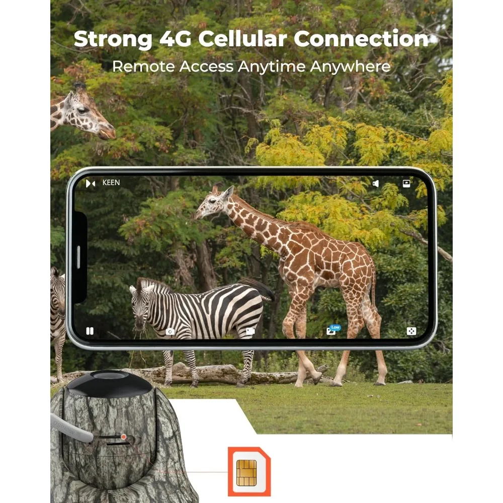 Ranger PT Cellular Trail Camera, 3G/4G LTE, 360° Full View, 2K Live Video&Playback on Phone, No-Glow IR