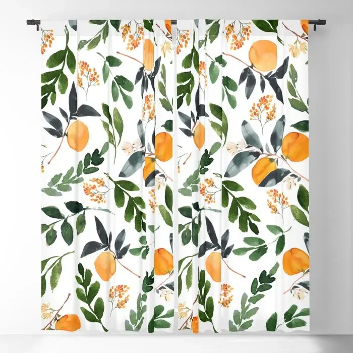 Orange Grove Blackout Curtains 3D Print Window Curtains For Bedroom Living Room Decor Window Treatments