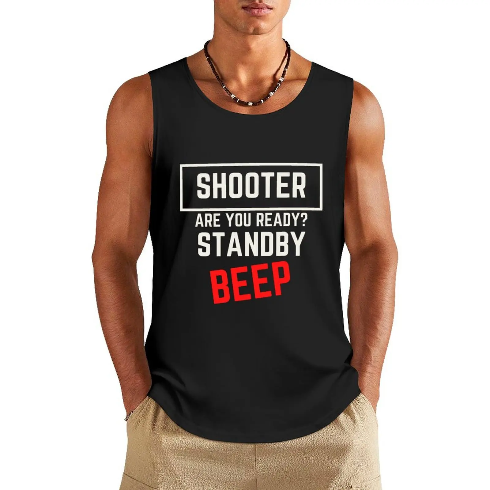 Shooter are you ready Design - white/red Tank Top male top Men's gym