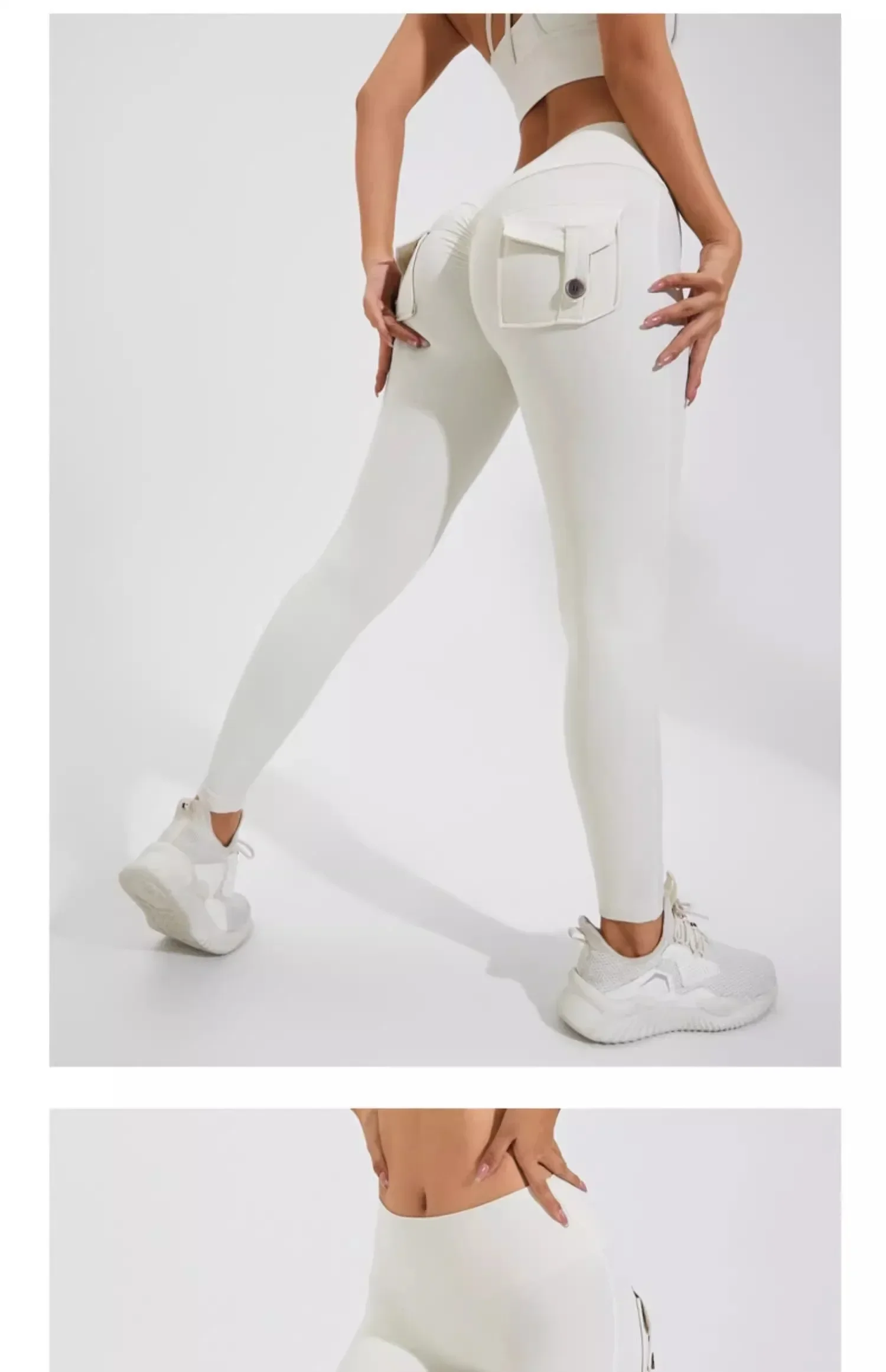 Naked Feeling Damen Fitness Freizeit-Laufleggings mit hoher Taille, Hüftlift, Gesäßfalten und Gesäßtasche, atmungsaktive Hose – Detail 11