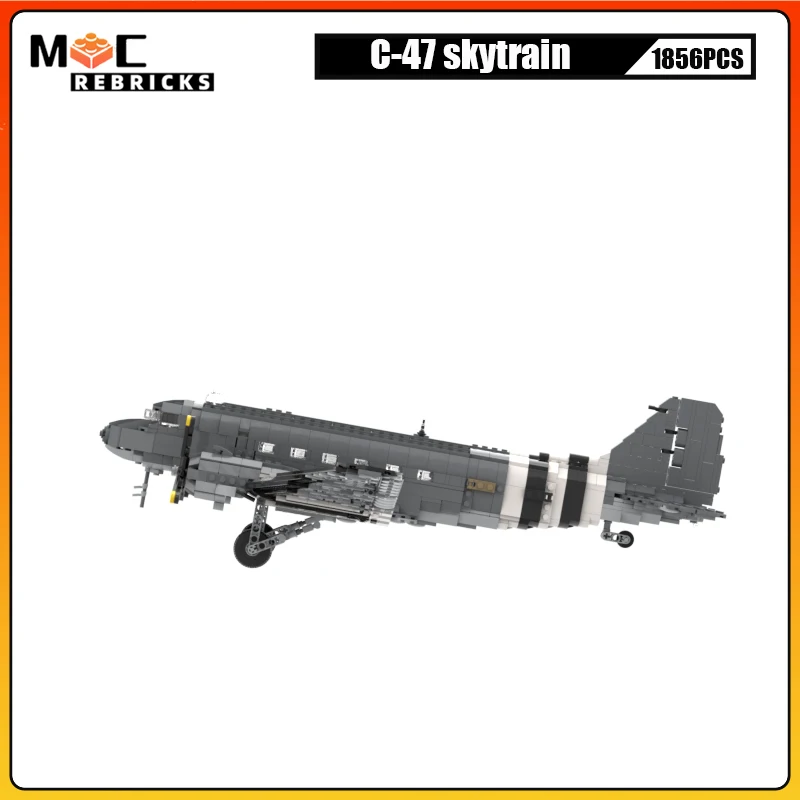 WW2 C-47 Skytrain Military Transport Aircraft Building Block Technology Assembly Model DIY Plane Collection Kit Bricks Toys Gift