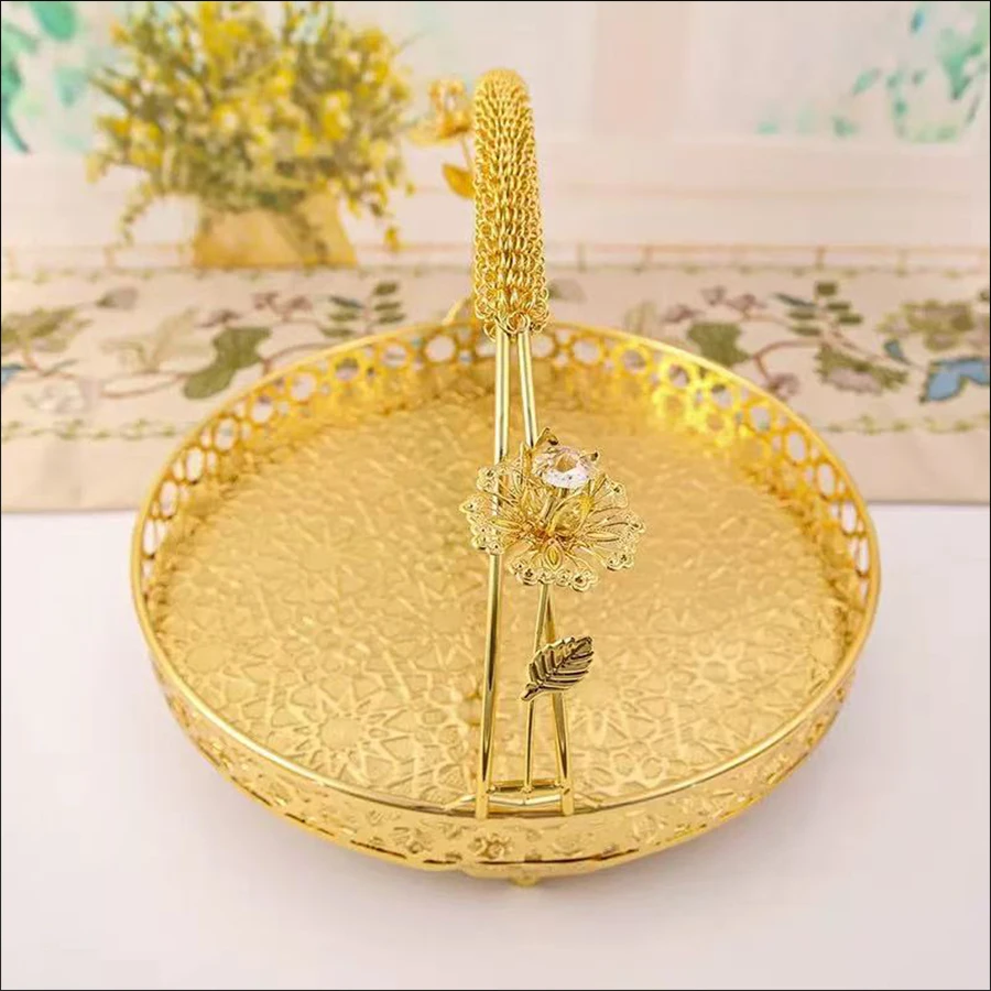 European retro service plate, high-grade round hotel plate,storage basket, fashionable creative plate decoration fruit plate