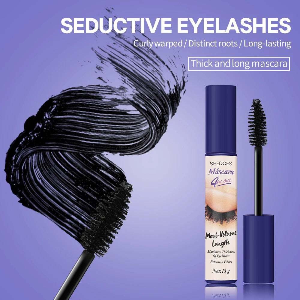 SHEDOES 3pcs Large Volume Mascara - Three Brush Tips, Waterproof & Sweat-Resistant, Fast-Drying, No Clumping, Volumizing