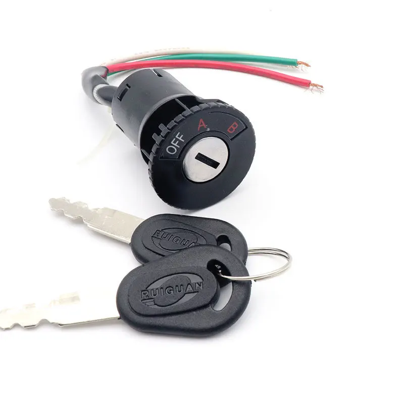 Universal Electric Bicycle 3 Wires Ignition Switch Lock Durable Motorbike Switches With 2 Keys For Scooter Motorcycles