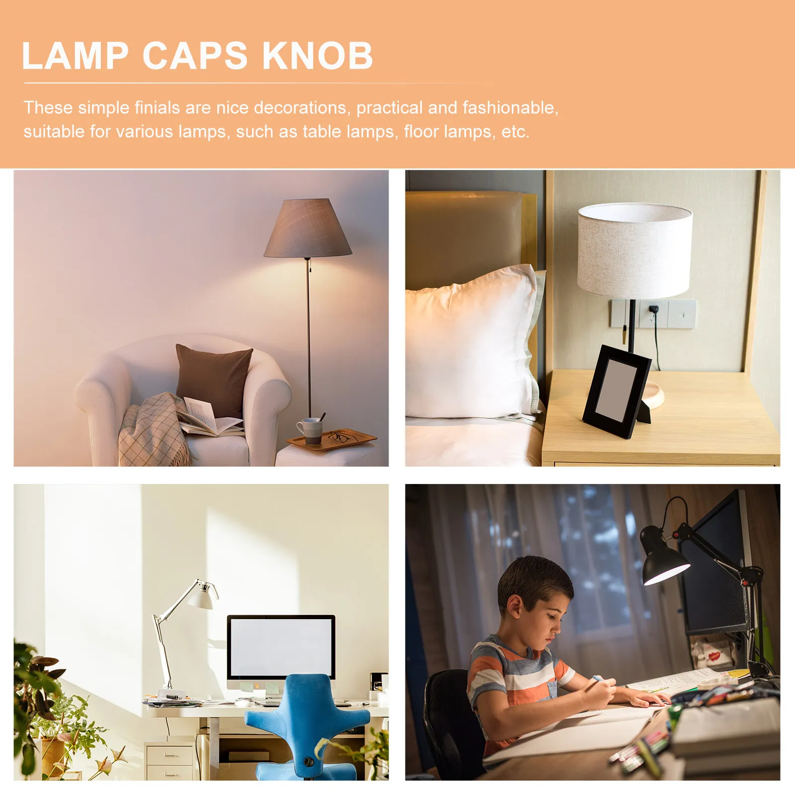 4pcs Lamp Finials Zinc Alloy Light Knobs for Table Floor Lamps – Crystal Lampshade Holder Decor