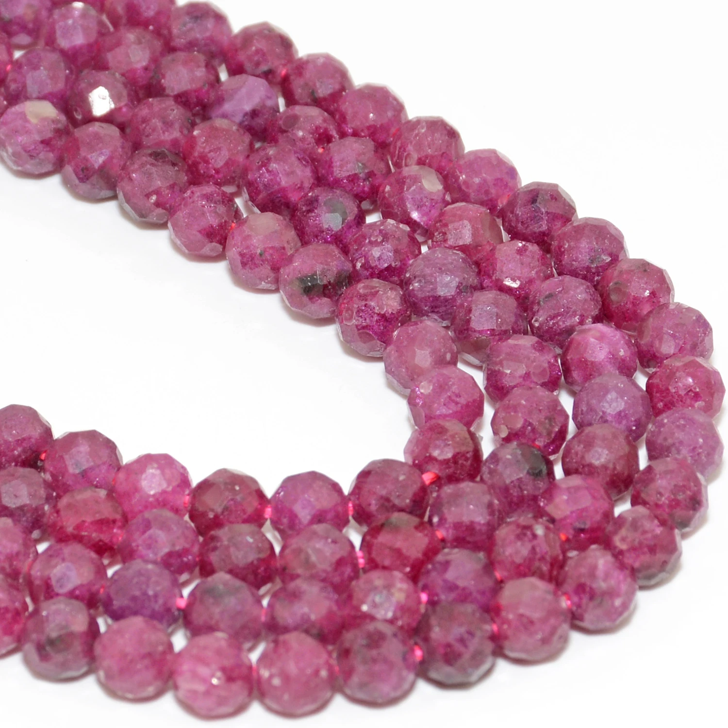 Natural Ruby With Heat Treatment Faceted Round Beads 4.5mm, With Sand Holes