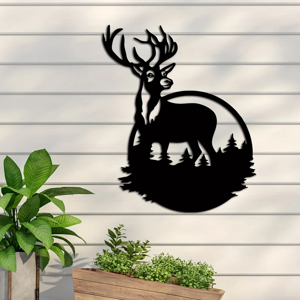 Metal Deer Art Wall Decor, Forest Deer Metal Wall Decor, Metal Forest Deer Sign Forest Deer Sign Wall Decor Metal Wall Hanging