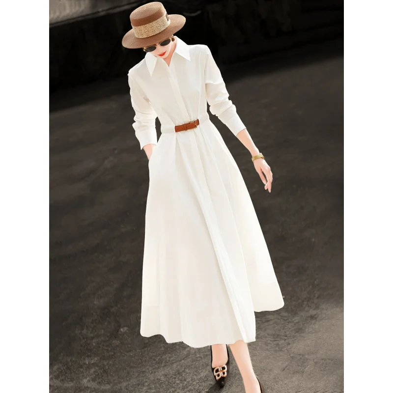 MEXCOCO 2026Spring new elegant and sophisticated commuter waist-cinching slimming long-sleeve dress