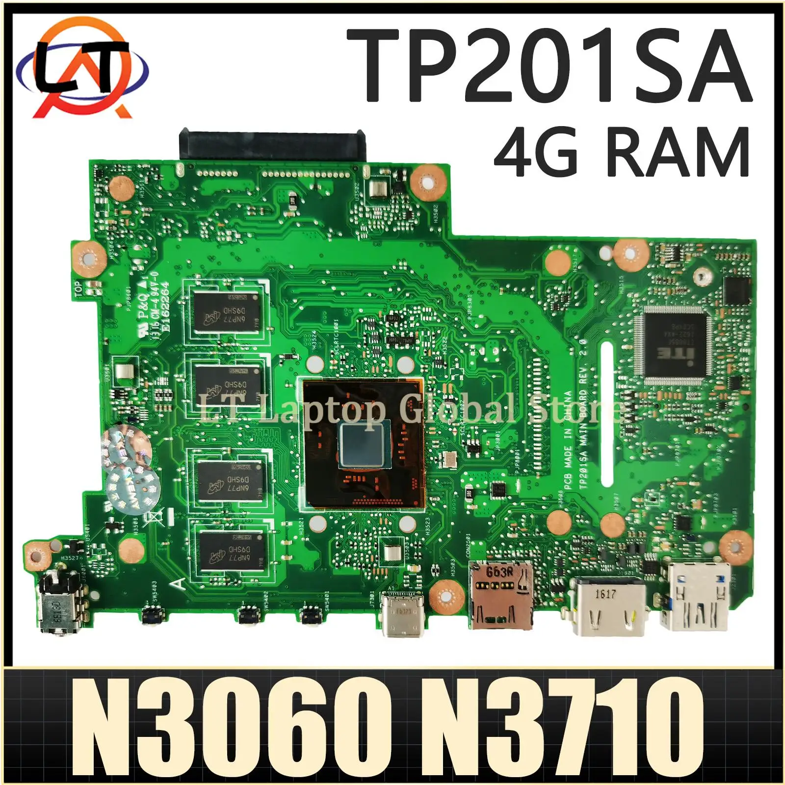 Notebook Mainboard For ASUS Flip VivoBook TP201 TP201S J201SA TP201SA Laptop Motherboard N3050 N3060 N3710 CPU 4GB-RAM