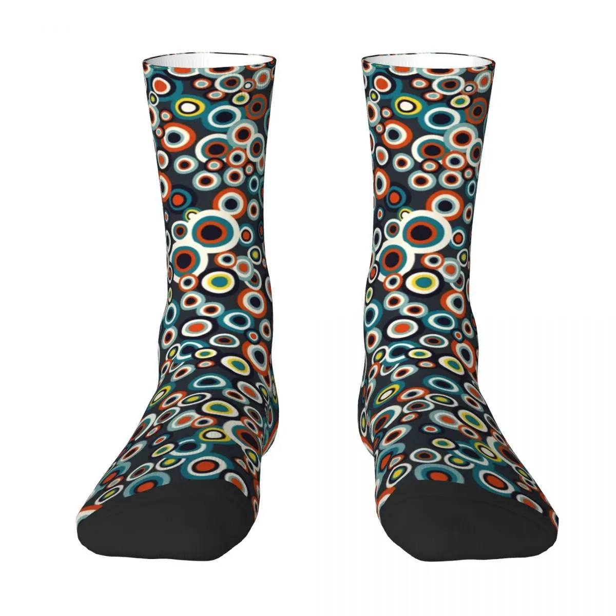 Colorful Circles Illustration Stockings Abstract Decorative Graphic Funny Socks Winter Non Skid Socks Couple Warm Soft Socks