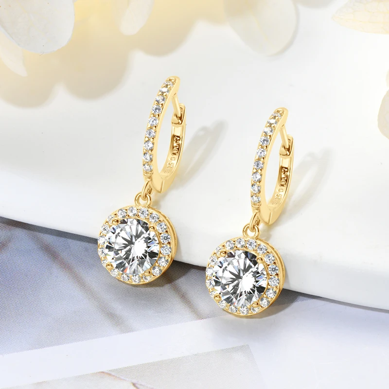 

IOGOU 2.0ct 3.0ct 1.0ct D VVS1 Moissanite Drop Hoop Earrings for Women 100% 925 Sterling Silver Engagement Wedding Jewelry GRA