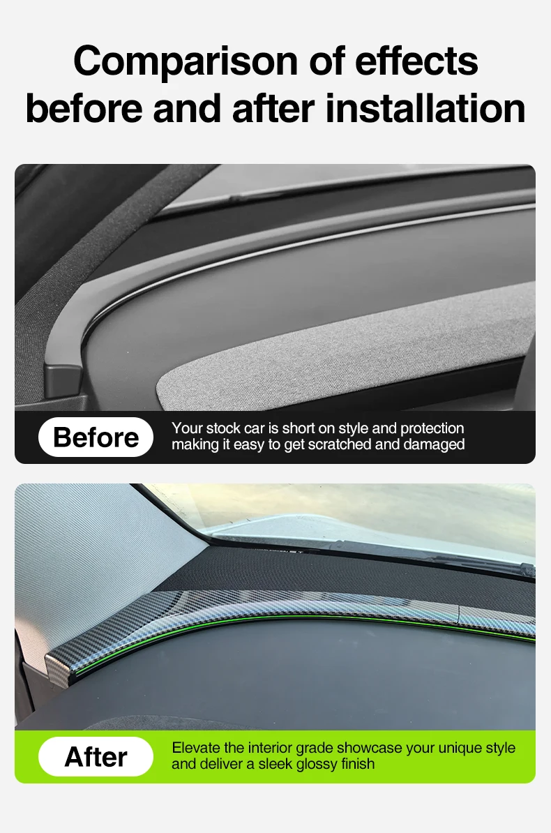 HEENVN Frontscheiben-Ambientebeleuchtungs-Zierleiste für Tesla Model Y 2025 2026 Standard Juniper Model YL Zubehör Auto ABS Dekor – Detail 3