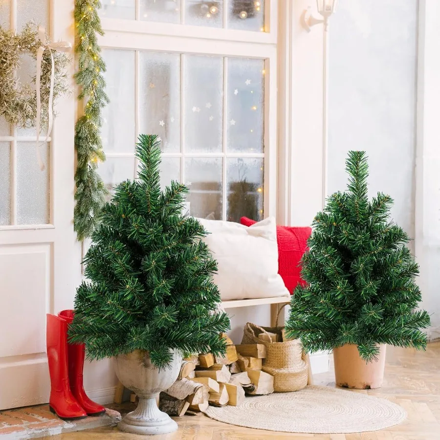 4 قطعة أشجار عيد الميلاد في الهواء الطلق 24 ''ممر صغير أشجار عيد الميلاد مع حصص الاصطناعي مقاوم للماء أشجار عيد الميلاد حديقة الديكور