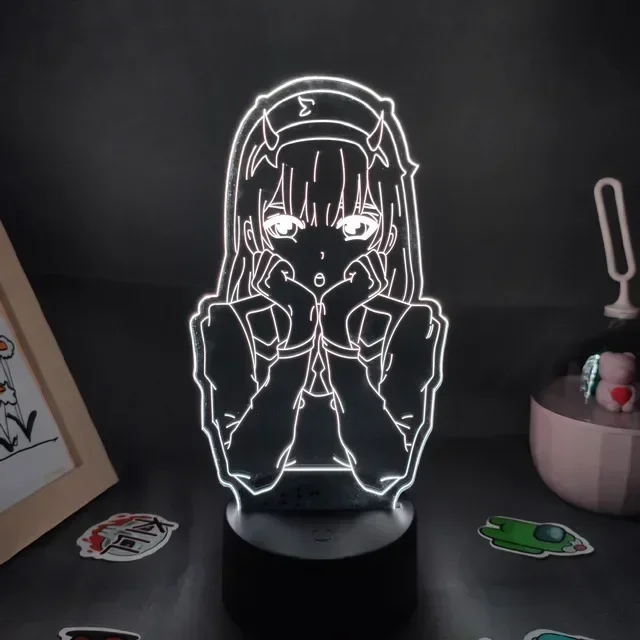 1pcs Anime Darling in The Franxx Figure 3D Lamps Warm Light Zero Two 02 HIRO LED Night Lights Gift for Friend Bedroom Decoration