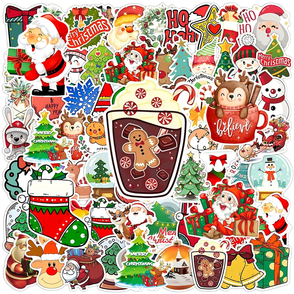 10/30/50/100 stücke Nette Weihnachten Ästhetische Cartoon Aufkleber Kawaii Santa Claus Dekoration Aufkleber Kinder DIY Sammelalbum Laptop Aufkleber