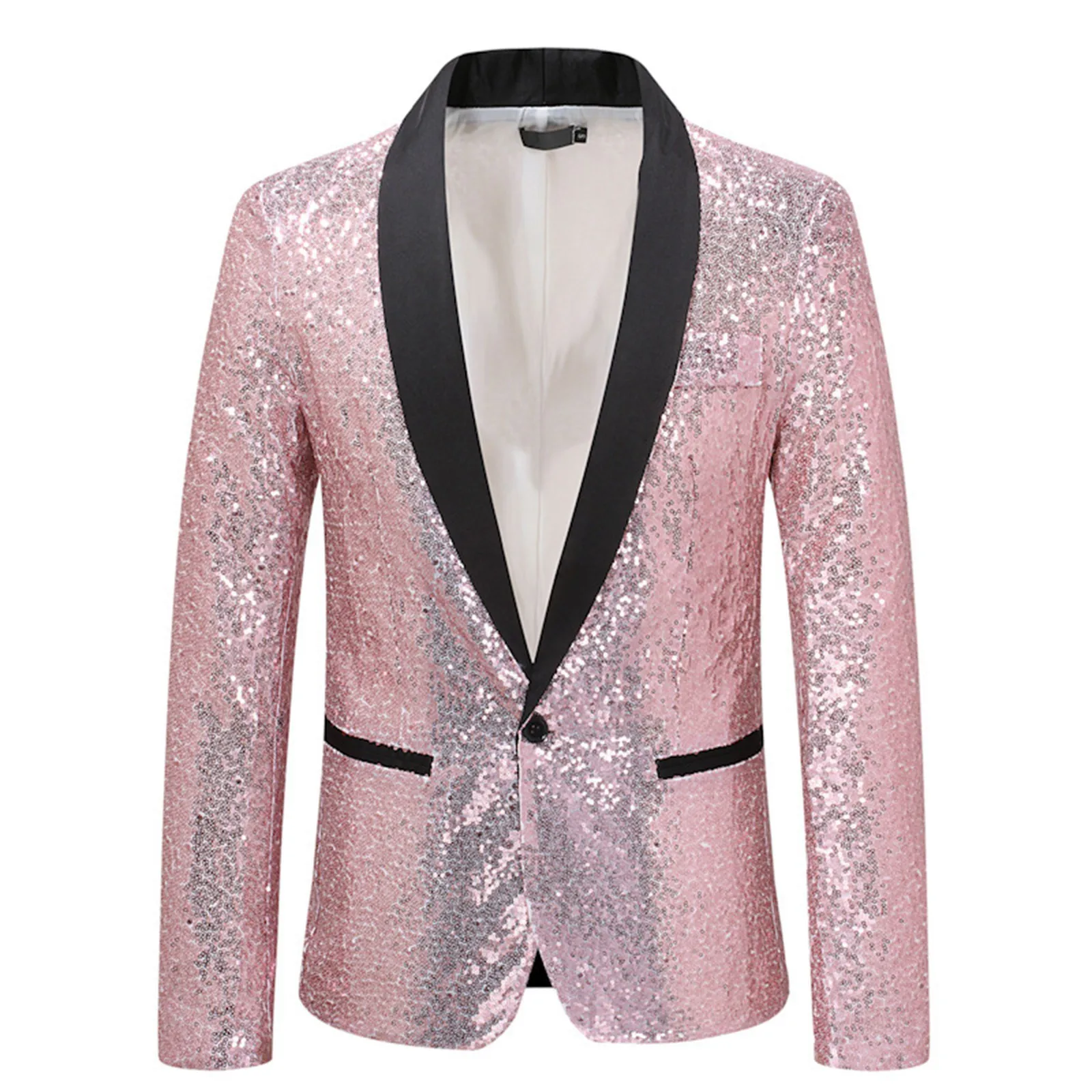 Shiny Purple Sequin Glitter Embellished Tuxedo Suit Jacket Men One Button Shawl Collar Night Club Stage Wedding Costume Homme