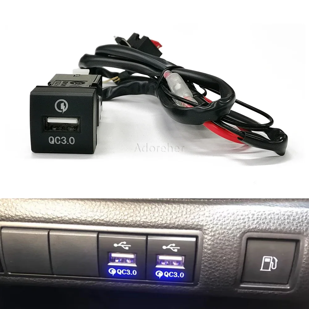 Fit For Prado Corolla RAV4 Camry HIACE Accessories Car Quick Charger QC3.0 USB Phone Charger Adapter