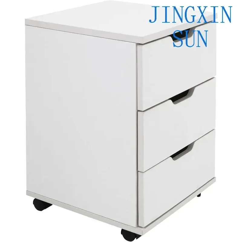 High Quality Mobile  White 3 Drawer Vertical Filing Cabinet Rolling Wood Under Desk for Home Office with Casters