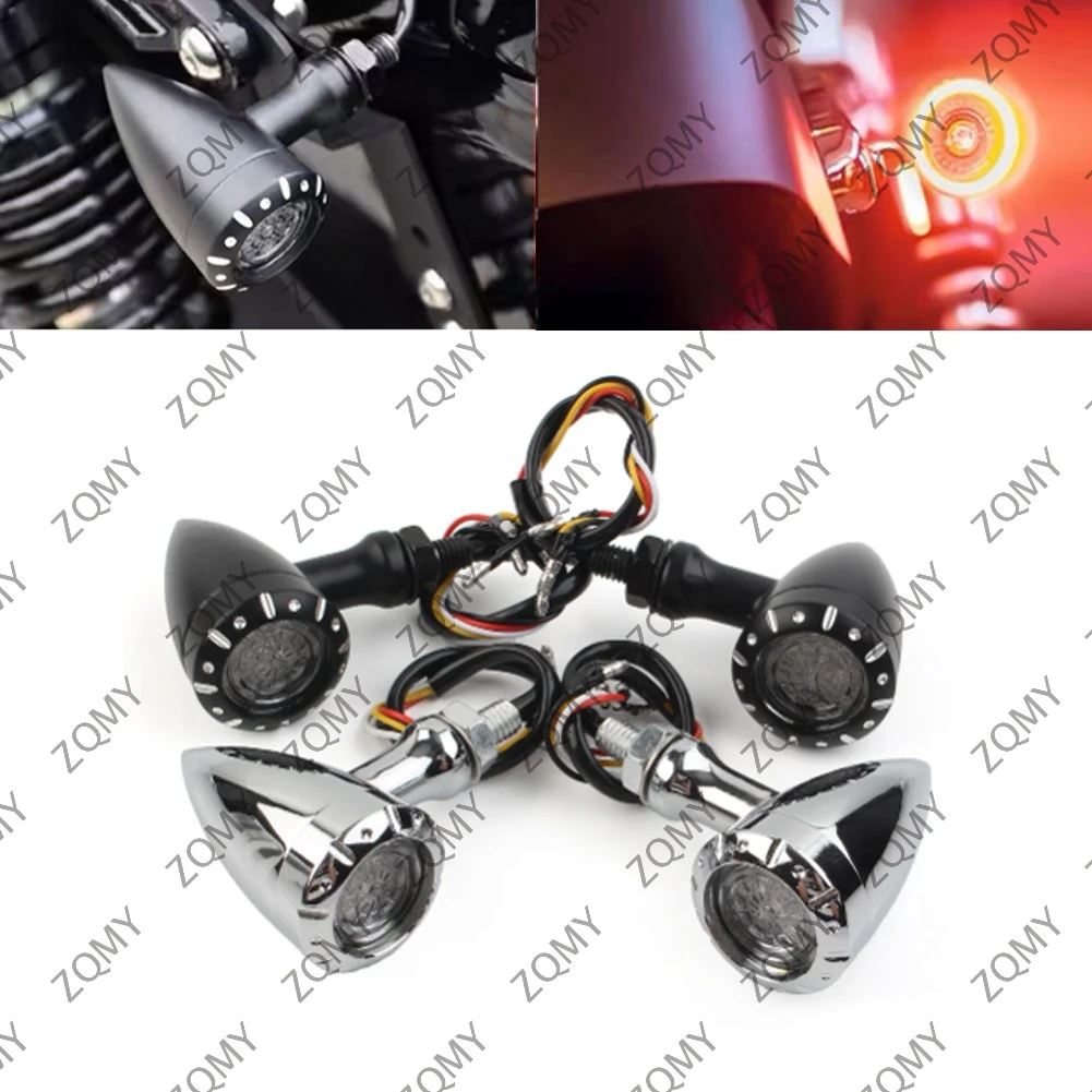 

12V Motorbike LED Red/Amber Brake Blinker Turn Signal Tail Light For Harley Honda Yamaha Kawasaki BMW etc.